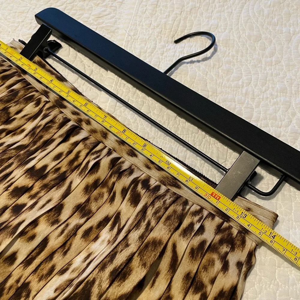 J. Crew Beige and Brown Leopard Print Pleated A-Line Skirt - Picture 4 of 11